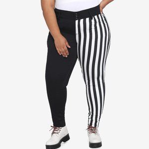 NWT Hot Topic Black White Striped Split Leg High Rise Goth Super Skinny Jeans 18